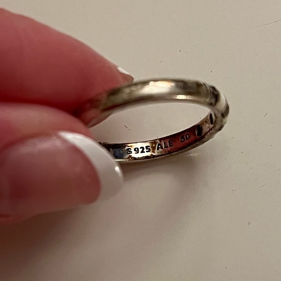 Pandora silver white stripes ring, size 5 - Picture 4 of 5